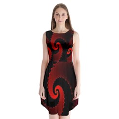 Red Fractal Spiral Sleeveless Chiffon Dress  