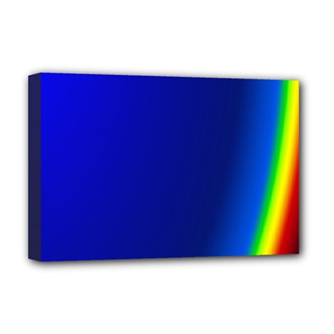 Blue Wallpaper With Rainbow Deluxe Canvas 18  X 12   by Nexatart