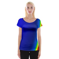 Blue Wallpaper With Rainbow Women s Cap Sleeve Top by Nexatart