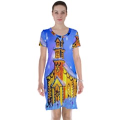 Winter Church Short Sleeve Nightdress by Nexatart