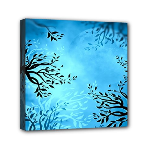 Blue Night Portrait Background Mini Canvas 6  X 6  by Nexatart