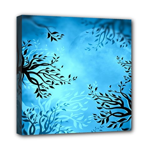 Blue Night Portrait Background Mini Canvas 8  X 8  by Nexatart