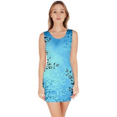 Blue Night Portrait Background Sleeveless Bodycon Dress