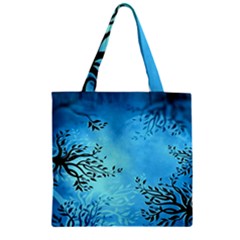 Blue Night Portrait Background Zipper Grocery Tote Bag by Nexatart