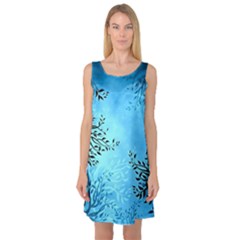 Blue Night Portrait Background Sleeveless Satin Nightdress by Nexatart