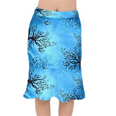 Blue Night Portrait Background Mermaid Skirt by Nexatart