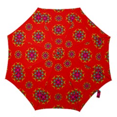 Rainbow Colors Geometric Circles Seamless Pattern On Red Background Hook Handle Umbrellas (medium) by Nexatart