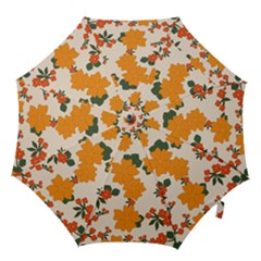 Vintage Floral Wallpaper Background In Shades Of Orange Hook Handle Umbrellas (large) by Nexatart