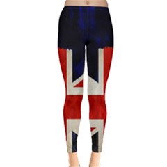 Flag Of Britain Grunge Union Jack Flag Background Leggings  by Nexatart