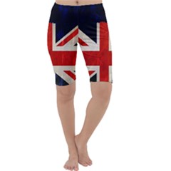 Flag Of Britain Grunge Union Jack Flag Background Cropped Leggings  by Nexatart