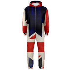 Flag Of Britain Grunge Union Jack Flag Background Hooded Jumpsuit (men)  by Nexatart