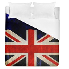 Flag Of Britain Grunge Union Jack Flag Background Duvet Cover (queen Size) by Nexatart