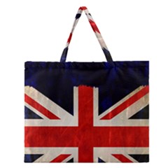 Flag Of Britain Grunge Union Jack Flag Background Zipper Large Tote Bag by Nexatart