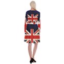 Flag Of Britain Grunge Union Jack Flag Background Long Sleeve Velvet Front Wrap Dress View2