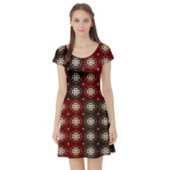 Decorative Pattern With Flowers Digital Computer Graphic Short Sleeve Skater Dress by Nexatart