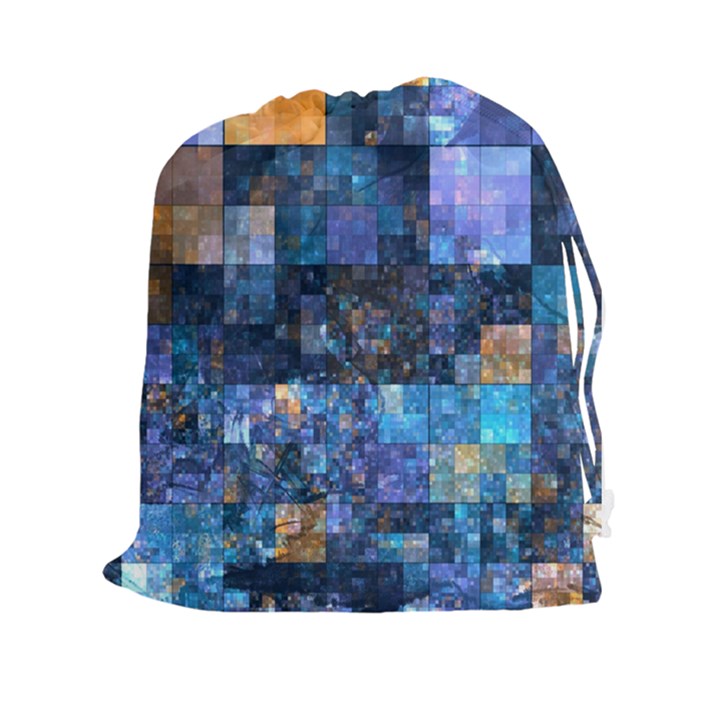 Blue Squares Abstract Background Of Blue And Purple Squares Drawstring Pouches (XXL)