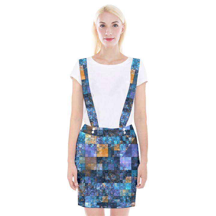 Blue Squares Abstract Background Of Blue And Purple Squares Suspender Skirt