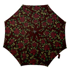 A Red Rose Tiling Pattern Hook Handle Umbrellas (large) by Nexatart