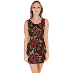 A Red Rose Tiling Pattern Sleeveless Bodycon Dress by Nexatart