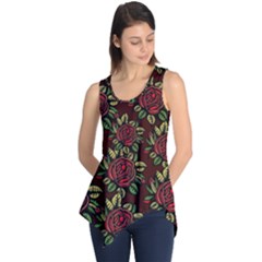 A Red Rose Tiling Pattern Sleeveless Tunic by Nexatart