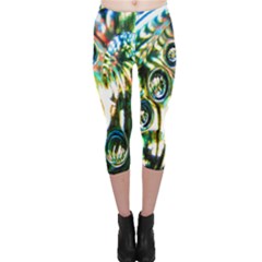 Dark Abstract Bubbles Capri Leggings  by Nexatart