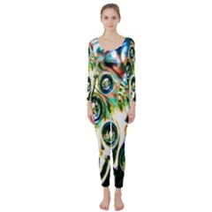 Dark Abstract Bubbles Long Sleeve Catsuit by Nexatart