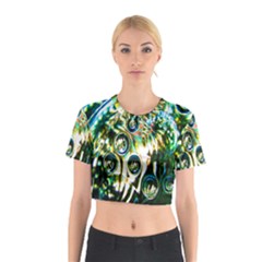 Dark Abstract Bubbles Cotton Crop Top by Nexatart