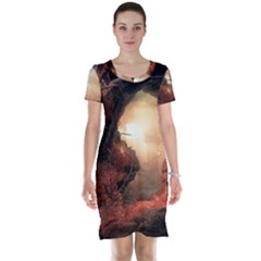 3d Illustration Of A Mysterious Place Short Sleeve Nightdress by Nexatart