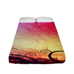 Floral Frame Surrealistic Fitted Sheet (full/ Double Size) by Nexatart