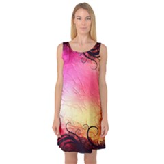 Floral Frame Surrealistic Sleeveless Satin Nightdress by Nexatart