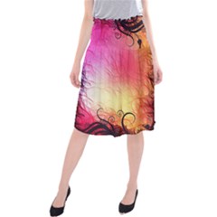 Floral Frame Surrealistic Midi Beach Skirt by Nexatart