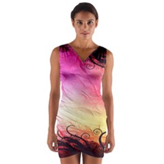 Floral Frame Surrealistic Wrap Front Bodycon Dress by Nexatart