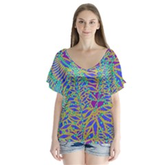 Abstract Floral Background Flutter Sleeve Top by Nexatart