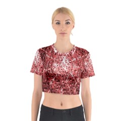 Water Drops Red Cotton Crop Top by Nexatart