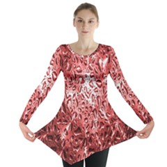 Water Drops Red Long Sleeve Tunic  by Nexatart