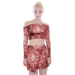 Water Drops Red Off Shoulder Top With Skirt Set by Nexatart