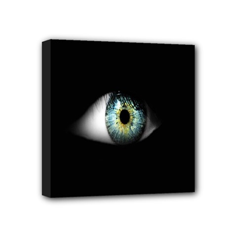 Eye On The Black Background Mini Canvas 4  X 4  by Nexatart