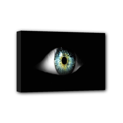 Eye On The Black Background Mini Canvas 6  X 4  by Nexatart