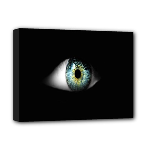 Eye On The Black Background Deluxe Canvas 16  X 12   by Nexatart