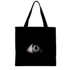 Eye On The Black Background Zipper Grocery Tote Bag by Nexatart