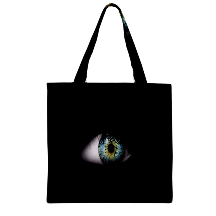 Eye On The Black Background Zipper Grocery Tote Bag