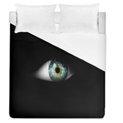 Eye On The Black Background Duvet Cover (queen Size) by Nexatart