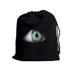 Eye On The Black Background Drawstring Pouches (extra Large) by Nexatart