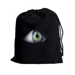 Eye On The Black Background Drawstring Pouches (xxl) by Nexatart