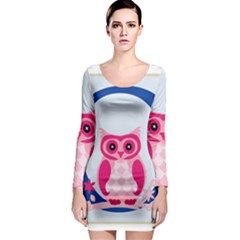 Alphabet Letter O With Owl Illustration Ideal For Teaching Kids Long Sleeve Bodycon Dress by Nexatart