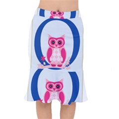 Alphabet Letter O With Owl Illustration Ideal For Teaching Kids Mermaid Skirt by Nexatart