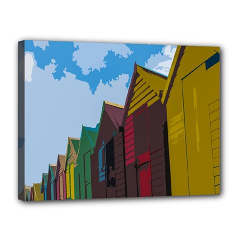 Brightly Colored Dressing Huts Canvas 16  X 12  by Nexatart