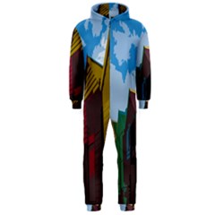 Brightly Colored Dressing Huts Hooded Jumpsuit (men)  by Nexatart