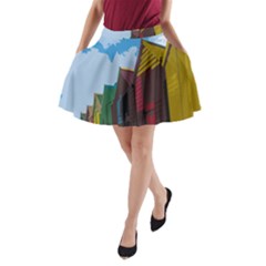 Brightly Colored Dressing Huts A-line Pocket Skirt by Nexatart