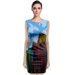 Brightly Colored Dressing Huts Classic Sleeveless Midi Dress by Nexatart